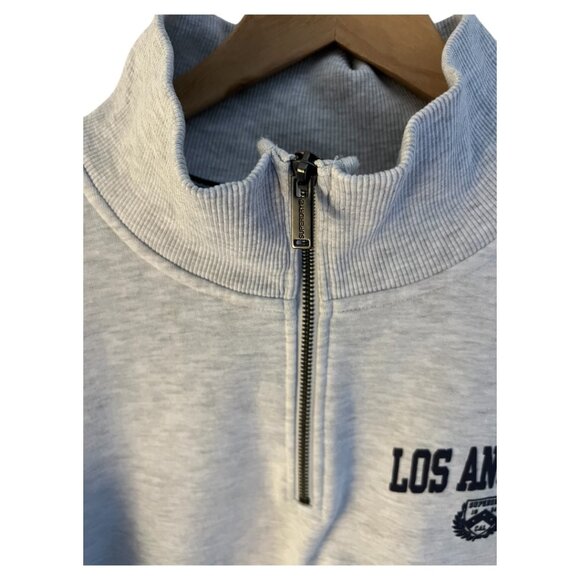 Superdry men sweater M-L light grey heather half zip high neck long sleeve - Picture 2 of 10